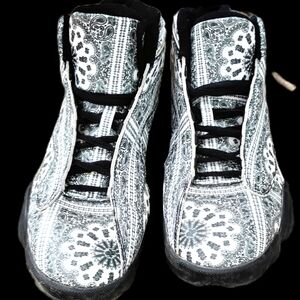 Custom Men's Black and White Bandana High-Top Sneakers (1 of 1)